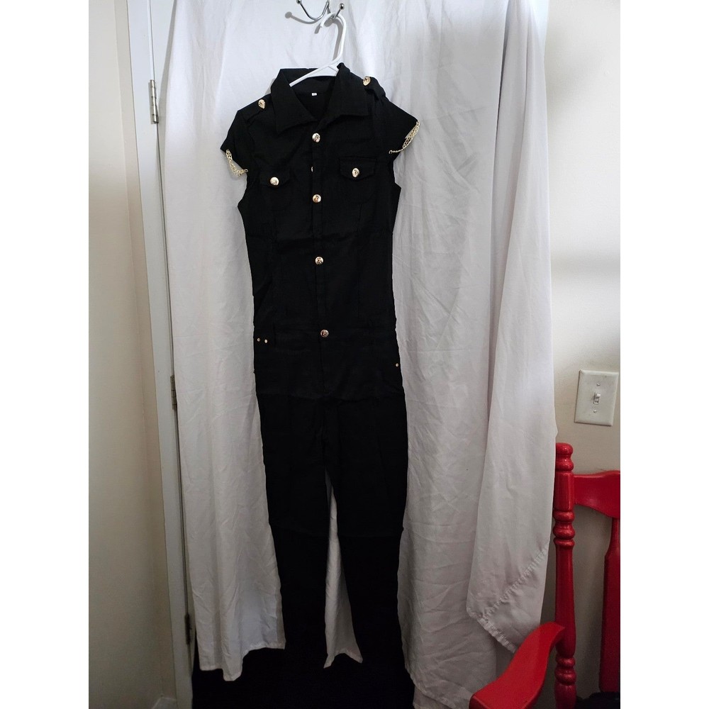 womens jumpsuit black unbranded Size XL stretch fabric 031